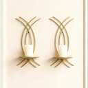 Wall Sconce Candle Holder Set of 2, Modern Forged Metal Iron Decorative Wall Art for Living Room (Gold)