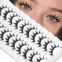 Lashes Manga False Eyelashes 10-15mm Anime Lashes Strips C Curl Cosplay Fake Eyelashes 10 Pairs Thick Spiky Faux Mink Lashes Natural Look (FM01)