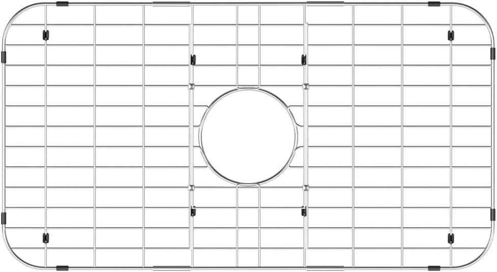 Slideep Kitchen Sink Grates Bottom Grid, Stainless Steel Metal Sink Bottom Grid Sink Protector Grid Center Drain Hole, Sink Grate (28"L X 15"W)