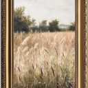 ASTRDECOR Vintage Wildflower Wall Art, Gold Framed Artprint Farmhouse Wall Decor Wildflower Field Landscape Oil Painting, Neutral Spring Country Scenery Pictures Wall Decor, Vintage Artwork for Wall - 20"x30"