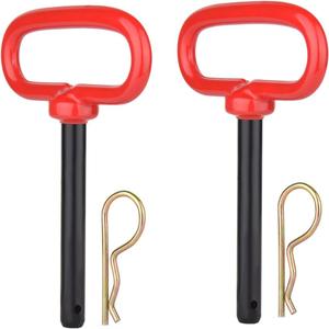 Comonc 3/ 8" x 4" Inch Trailer Hitch Pin and Clip Towing Hitchs Red Handle Hitch Pin Accessories for Tractors, Clevis Pin 2PCS