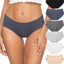Altheanray Womens Underwear Cotton Underwear for Women Seamless Hipster Bikini Briefs Panties 6 Pack (Small, Blackwhiteblue)