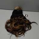 HOOJIH Hat Wig, Hat with Hair Attached Long Wavy Curly White Knitted Beanie Hat Wig with Faux Fur Pom Hat Attached Synthetic Hairpiece for Women - Light Brown with Medium Golden Blonde Highlights (One Size)