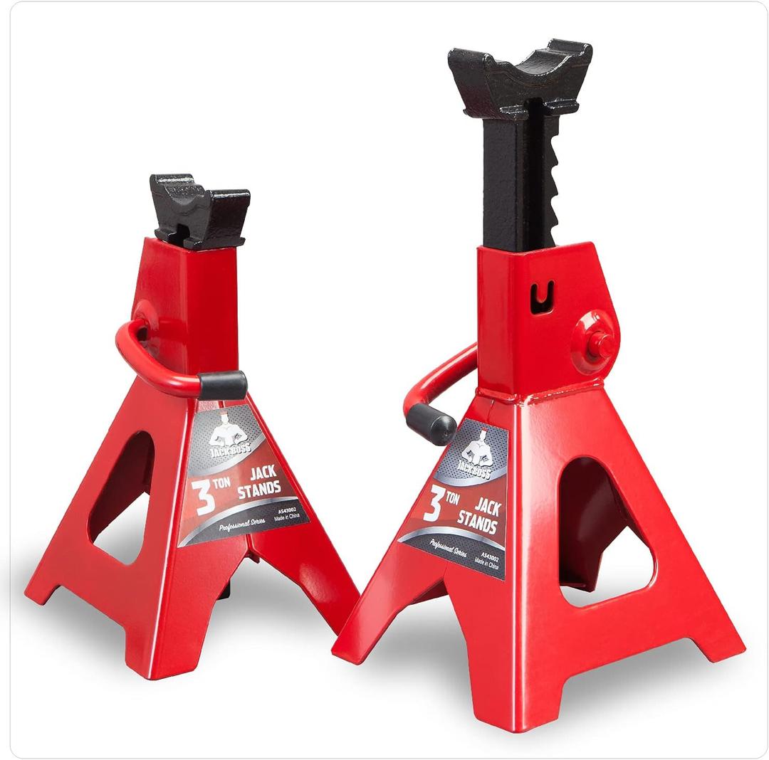 Jack Boss Jack Stands 3 Ton (6,000 LBs) Car Jack Stand Adjustable Lifting for Automotive Small SUV, Red, 2 Pack
