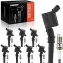 A-Premium Set of 8 Ignition Coil Pack and Iridium Spark Plugs Compatible with Ford F-250 F-350 Explorer Excursion Expedition Mustang E-150 E-250 & Lincoln Town Car Mercur 4.6L 6.8L