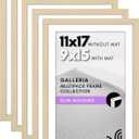Americanflat 11x17 Picture Frame with Polished Plexiglass - Set of 5 - Use as 9x15 Frame with Mat or Display 11x17 Photo Without Mat - Galleria Collection - Picture Frames for Wall - Natural Oak