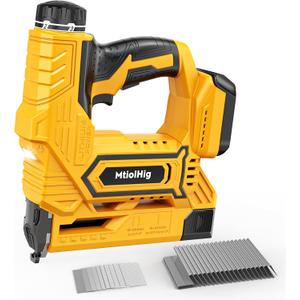 Cordless Brad Nailer Compatible with Dewalt Battery, 5/8 to 1-1/4 Inch 18 Gauge 2-in-1 Nail Gun with 2000 Nails for Wood Carpentry, Tool Only, Brushless, 2 Mode, 5.9LBS, Yellow- Max 1‑1/4" Nails