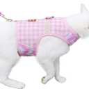 Cat Harness and Leash for Walking Escape Proof, Adjustable Cat Vest Harness, Padded Stylish Cat Walking Jackets, Pink Plaid, Large (L 8-12LBS)