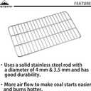 CAMPINGMOON Coal Bed Charcoal Fire Grate Grill Grates Replacement Stainless Steel for Barbecue Multifunction Outdoor Cooking T-173 (1pc, 12.2x6.7-inch)