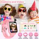 Cosjoype Kids Game Smart Watch Gift for Girls Age 6-12, 39 Puzzle Games HD Touch Screen Kids Watches with Video Camera Music Player Pedometer Flashlight 12/24hr Toys for 7 8 9 10 11 12 Year Old Girls
