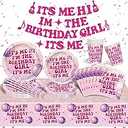 Its Me Hi Im The Birthday Girl Its Me Tableware, Music Party Decorations includes Its Me Hi Im The Girl Its Me Banner Music Paper Plates and Napkins for Girls Birthday Party Supplies, 2 Pack