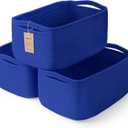 3-Pack Small Storage Baskets for Organizing | Woven Shelf Toy Basket | Rope Baskets for Gifts Empty | Closet Organizer Bins with Handles | Cube Decorative Box | 11.87.85.1 | Klein Blue