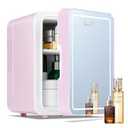 Iceblue Skincare Fridge with Dimmable LED Light Mirror, 4L Compact Makeup Refrigerator for Bedroom, Car, Office & Dorm, Pink Mini Fridge for Beauty Essentials & Beverages(Pink)