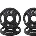 Olympic Cast Iron Plate for Strength Training and Weightlifting, Pairs, Sets or Set with Barbell, Multiple Sizes (2.5/10LB Pair, 4X 5LB Set, Two Hole Vintage)