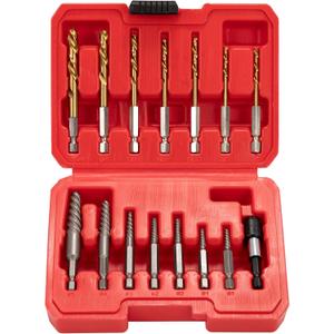 15 Pieces Screw Extractor Set 6542/4341 HSS Cobalt Left Hand Drill Bit Broken Screw Extractor Kit with 1/4'' Adaptor, Stripped Screw Extractor Set Ez Out Removing Screws Bolts Nuts