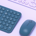 Cute Keyboard and Mouse Wireless for PC Computer/Laptop/Windows/Mac/Tablets, Ultra-Thin 2.4GHz USB Cordless Full-Sized Silent Retro Computer Keyboard Mouse Combo (Purple)