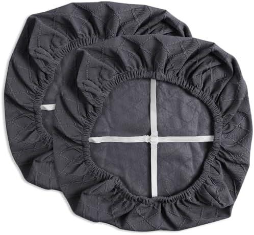 Yikko Chair Seat Covers, High-Density Check Jacquard Ekedalen Seat Covers for Dining Kitchen Restaurant Banquet, Stretch Removable Washable Chair Seat Cushion Protector (4 Dark Grey)