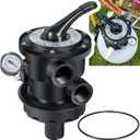 Replacement for Hayward SP0714T VariFlo Top-Mount Multiport Valve for All Hayward Above-Ground Pro and VL Series Sand Filter 1.5-Inch FIP Plumbing 7-Positions Clamp Style Control Valve Upgraded Black