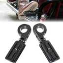 1.25" Highway Footpegs for Harley Touring Softail Dyna Sportster, Adjustable 360 Rotatable Black Motorcycle Foot Pegs, Fits 1-1/4" Engine Guard, 90 Foldable Fit for Honda Kawasaki Yamaha Indian