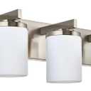 BONLICHT Mid Century Modern Wall Mount Light Brushed Nickel 3-Light Bathroom Light Fixtures Modern Vanity Lights with Opal White Glass Shade, Contemporary Wall Lamp for Mirror Kitchen Hallway Cabinet