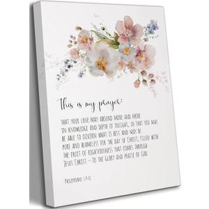 UNDDISINS Christian Floral Scripture Canvas Wall Art Philippians 1:911 Bible Verse Painting Picture Wall Decor Scripture Religious Home Print Artwork for Living Room Bedroom Church Home Decoration
