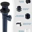 2 x 2PCS Bathroom Sink Drain with Lift Rod, Pop Up Sink Drain with Overflow, Universal Fit, Matte Black Drain Stopper for Vessel Sink, Assembly for Bathroom Faucet Sink