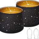 Black Drum Lampshades Set of 2 With Sky Stars Design, 11.6" x 12.6" x 9.8" for Table Lamp, Floor Lamp, Pendant Light - Easy Assembly Required
