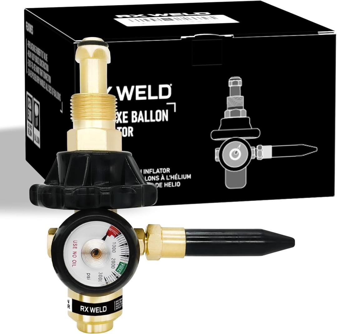 RX WELD Helium Latex Balloon Filler Air Flow Inflator Regulator 0-3000 PSI with Gauge for CGA580 Tank Valve