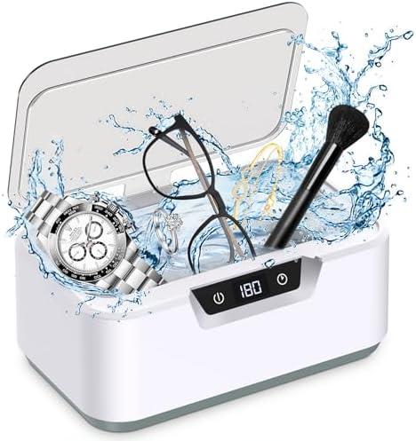 Klivvio Ultrasonic Jewelry Cleaner Machine: Ring Cleaner Ultrasonic, 48Khz Sonic Cleaner for Necklaces, Eyeglasses, Watch Strap, Dentures - Digital Timer, 4 Time Modes, 304 Stainless Steel, 13.5oz