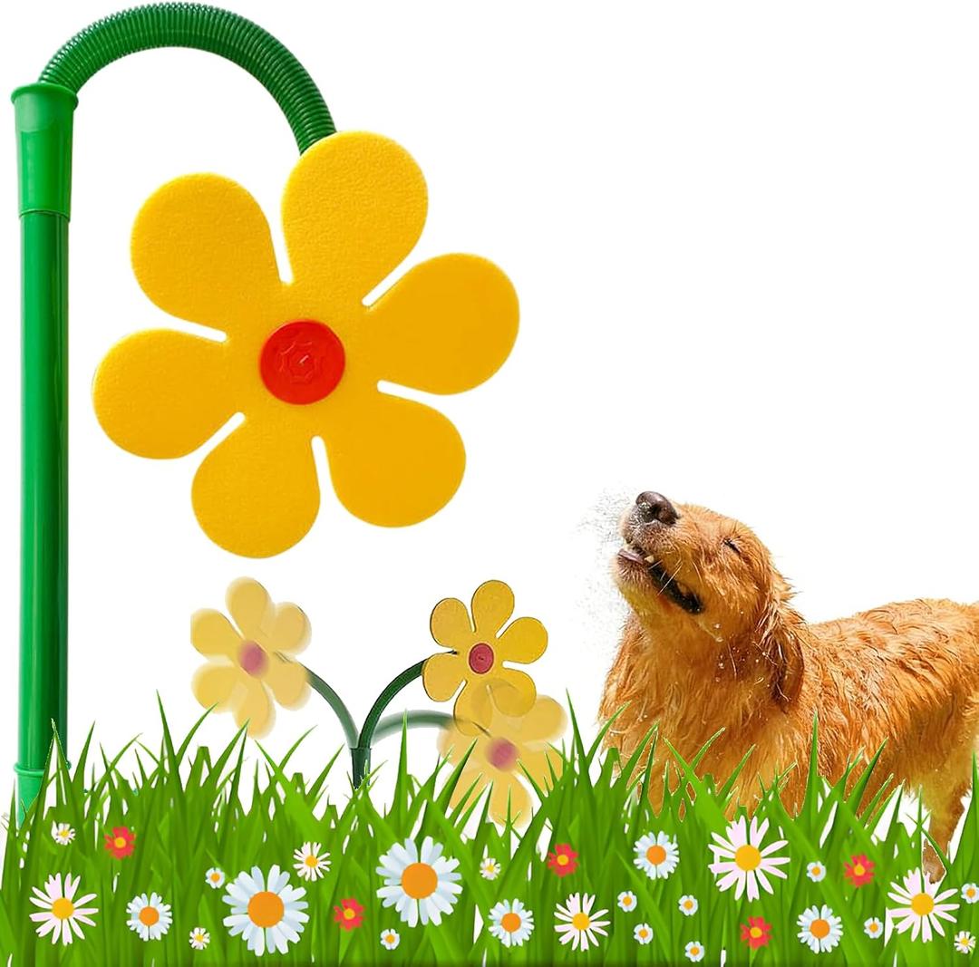 Crazy Daisy Sprinkler - 360 Rotating Dancing Crazy Daisy Water Sprinkler for Lawn Garden, Funny Sunflower Water Sprinklers for Dogs Outdoor Play, Irrigation Tool for Yard Watering - Yellow