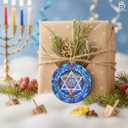 2 x Star of David Hanukkah Decorations Acrylic Ornament  Stained Glass Effect Decor, Menorah Ornament & Jewish Gifts for Tree, Indoor Hanukkah Decor, Thanksgiving Gifts