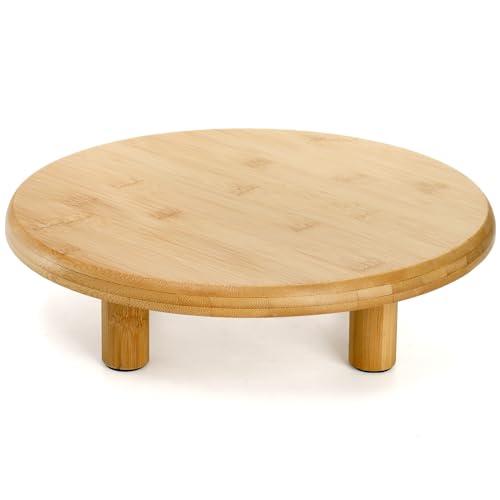 Cididu Bamboo Cake Stand, 12 Inch Round Pedestal Tray, Decorative Display Risers with Legs, Dessert Plate Holder Tray for Birthday Wedding Baby Shower Tea Party Table Display Countertop
