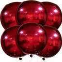 KatchOn, Metallic Red Balloons - 22 Inch, Pack of 6 | Round 4D Mylar Cherry Balloons for Birthday Decorations | Maroon Balloon for Wedding, Graduation Decorations 2026 | Baby Shower Decoration