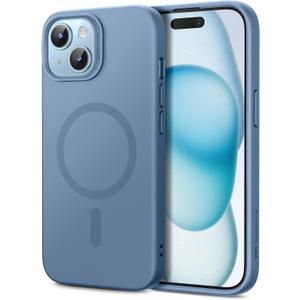 ESR for iPhone 15 Case with MagSafe, Supports Magnetic Charging, Slim Liquid Silicone Case, Shock Absorbing, Screen and Camera Protection, Cloud Series, Light Blue