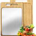 Titanium Cutting Board  Reversible Bamboo & Titanium Chopping Board with Juice Groove, Easy to Clean