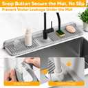 24'' Folding Faucet Mat for Kitchen Sink Splash Guard[7 Slope Fast Self-draining][Snap Lock Fit] Kitchen Sink Faucet Mat Splash Guard Kitchen Sink Area Water Splash Guard Behind Faucet Draining Mat