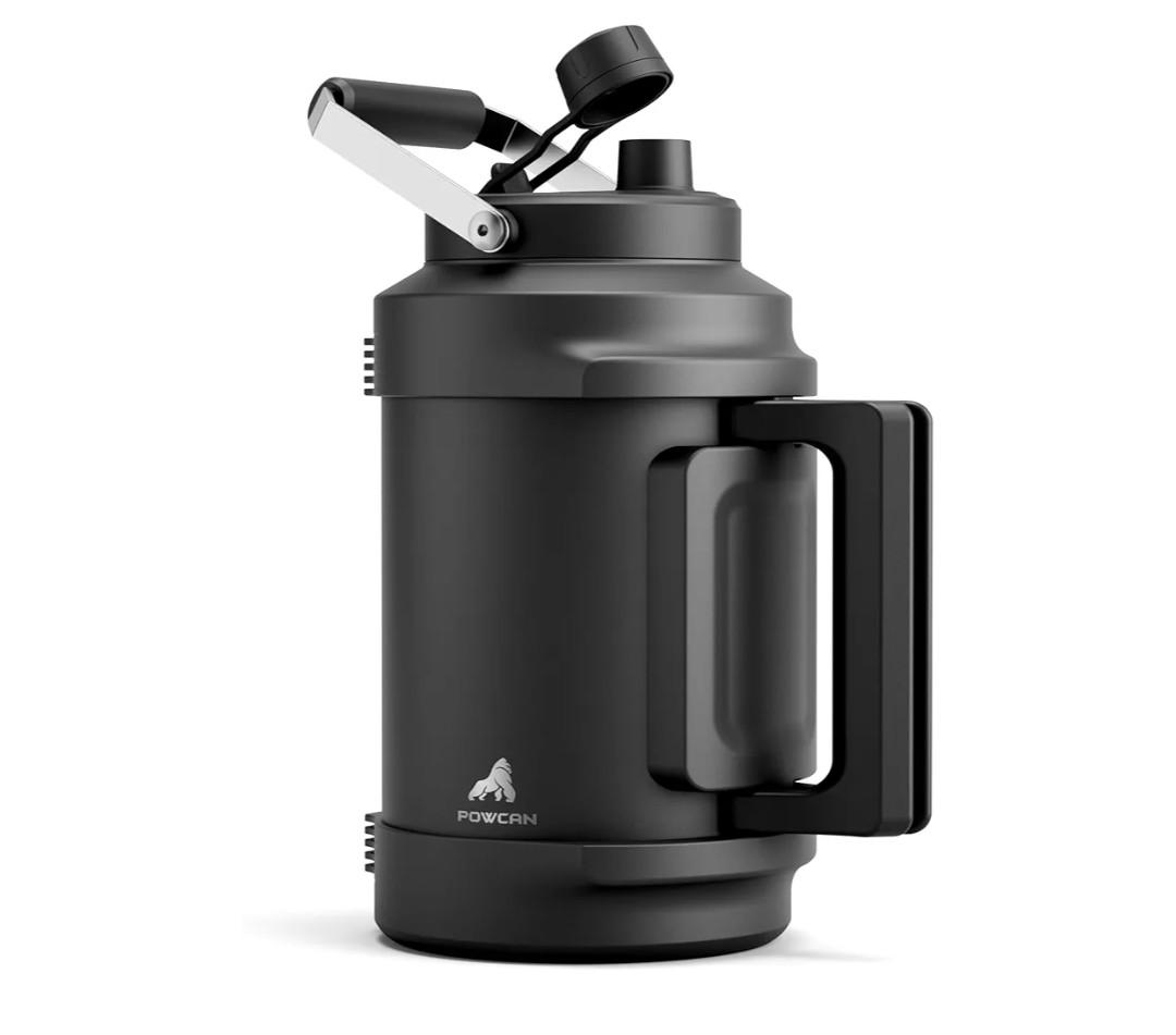 1 Gallon Insulated Water Bottle for Travel: 2in1 Straw Spout Lid, Dual Handle, Leakproof, Keep Cold 48H, 128oz Stainless Steel Water Jug for Gym, Biking, Road Trip, Work, Home, Picnic (Midnight)