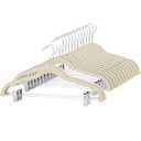 Cozymood Velvet Skirt Hangers - Pack of 24 - Velvet Hangers with Clips Ultra Thin Non Slip Velvet Pants Hangers Space Saving Clothes Hanger for Trouser, Skirts, Jeans, Dress (Beige)
