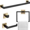 Bathroom Towel Bar Holder Sets Black and Gold 4-Piece Bathroom Hardware Set Stainless Steel Bath Accessories Kit. Wall Mounted,23.6 Inch