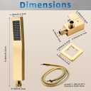 Gold square hand shower head, handheld shower head with hose,brass High pressure flushing With adjustable water supply elbow Wall-mounted connector Shower bracket and hose set