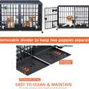 aboxoo 42" Heavy Duty Metal Dog Crate for 2 Dogs,Indoor Kennel with Divider
Black Large Dog Cage, All Metal Open Top Escape Proof Cage,Kennel Indoor with Wheels, 2 Tray, Feeding Bowl