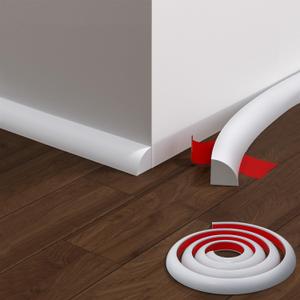 Flexible Quarter Round Molding, 158 Inch Peel and Stick Rubber Quarter Round Trim Molding with Self Adhesive, Waterproof Bendable Molding Trim for Wall Edge Corner, Staircase Cabinet Edge, White