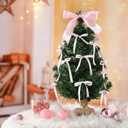 2 ft Mini Christmas Tree Small Bows Christmas Tree Decorations Satin Ribbon DIY Xmas Tabletop Centerpiece Coquette Xmas Party Decor
