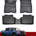 Floor Mats Compatible with Ford Maverick Hybrid 2022 2023 2024 2025 TPE Floor Mats Liners Custom All-Weather Compatible with Maverick Hybrid Accessories Set 1st & 2nd Row Protective Floor (Black)