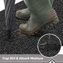 BEQHAUSE Dirt Trapper Door Mat 24" x 36", Non-Slip Washable Doormats Entrance Mat, Dirt Resistant and Absorbent Welcome Mat, Low Profile Floor Mats for Front Back Door and Entryway, Black
