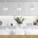 Emak 2 Pack Brushed Nickel Pendant Light Fixtures, 7 Inch Globe Pendant Lights with Clear Glass Shade, 1-Light Hanging Lights for Kitchen Island, Bathroom, Dining Room, PL119-BN-2PK