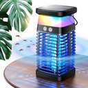 Bug Zapper Outdoor Indoor Mosquito Zapper Solar Fly Zapper Rechargeable Electric Mosquito Killer IP68 Waterproof Insect Fly Trap Plug in with RGB Light & Reading Lamp for Patio Camping Home Backyard (Black)