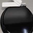 Round Black Slow Close Toilet Seat, Heavy Duty Wood Toilet Seat with Baked Enamel Finish, Support 400 bls, Toilet Lid with Soft Close Zinc Alloy Hinges, Grip-Tight Bumpers, Easy Clean, Quick-Assembly
