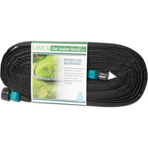 LINEX Flat Soaker Hose 50 ft for Garden Beds Drip Sprinkler Irrigation Hose Heavy Duty Saving 80% Water For Vegetable