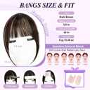 Yorda Bangs Hair Clip 100% Human Hair Clip in Bangs Fringe with Temples Wispy/French Bangs for Women Natural Looking for Daily Use (French Bangs, Dark Brown)